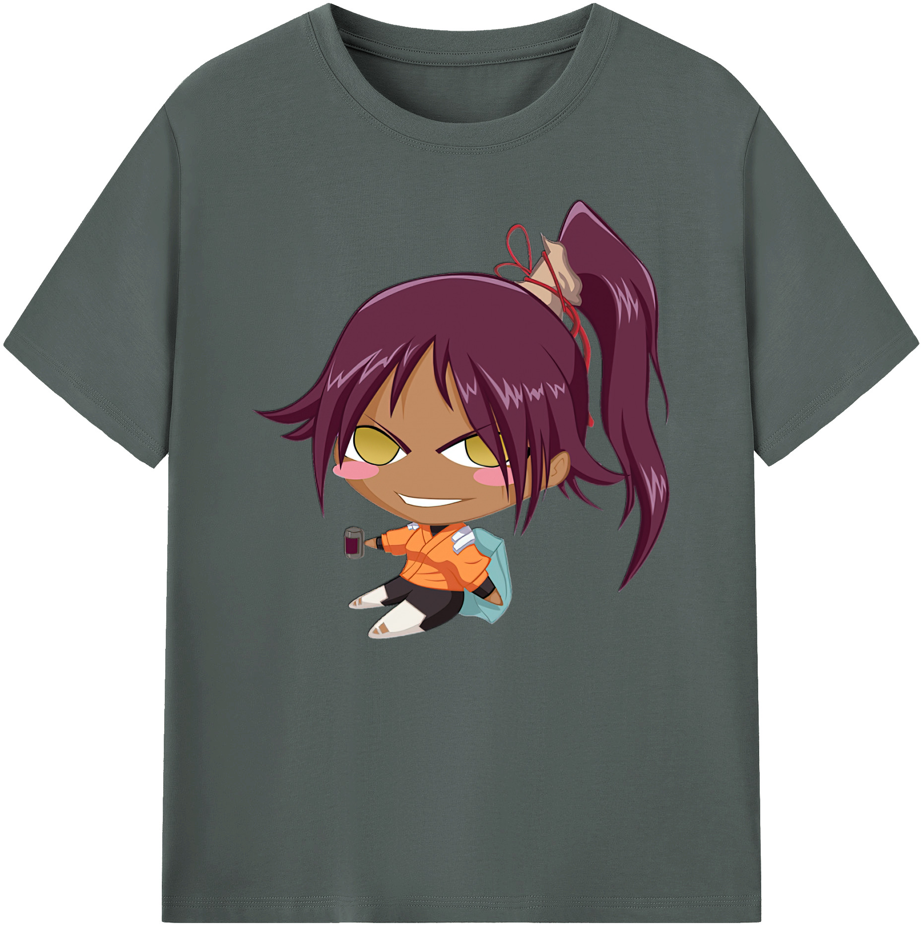 （画像用） ブリーチ 四楓院 夜一（しほういん よるいち） BLEACH Shihouin Yoruichi 綿100％ メンズ半袖Tシャツ｜肌触りやわらか＆通気性